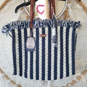 Sun & Sand Navy Stripe Bag/ Tote